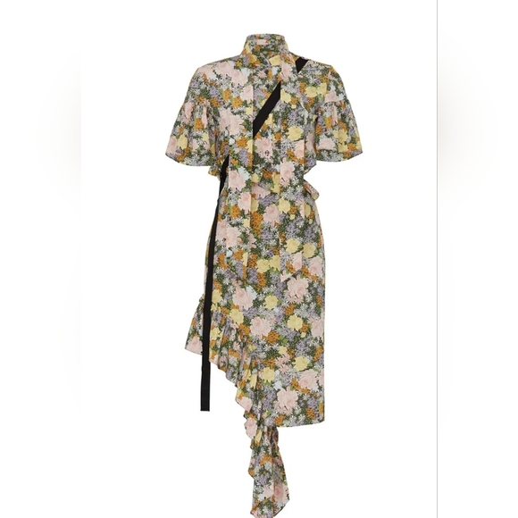 Rokh brand 100% silk split frill dress. MSRP $1208 - Picture 4 of 4